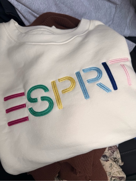 Esprit Tops - Esprit Off-White Crewneck Sweatshirt with Multicolor Logo